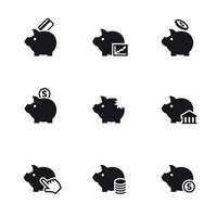 Piggy bank icons. Black on a white background vector