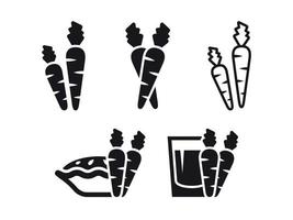 Carrot icons set. Black on a white background vector