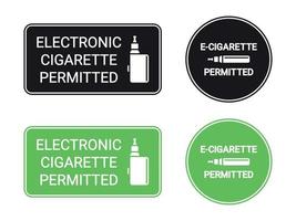 Signos permitidos de cigarrillos electrónicos. color verde y negro vector