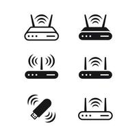 conjunto de iconos de módem wifi vectorial. Negro sobre un fondo blanco vector