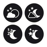 conjunto de iconos de noche. logo blanco sobre fondo negro vector