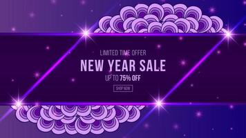 banner de venta de noche púrpura. diseño de plantilla de banner de venta. vector