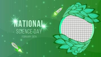 Vector illustration on green background for World Science Day. Science Day design with modern, shinny and technology background.