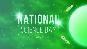 Vector illustration on green background for World Science Day. Science Day design with modern, shinny and technology background.