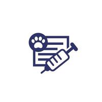 dog vaccination certificate icon on white vector