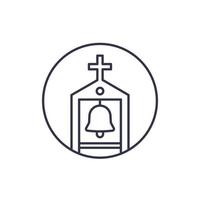 campanario, icono de línea de campana, vector