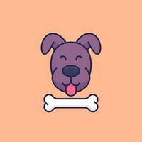 happy dog and bone vector icon