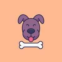 happy dog and bone vector icon