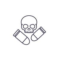 bullets and skull line icon vector