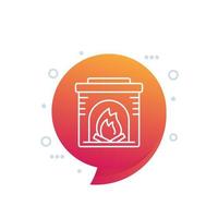 fireplace line icon for web vector