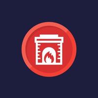 fireplace icon, round vector design