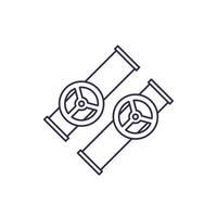 pipes with valves line icon vector