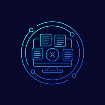 Delete files, documents line vector icon