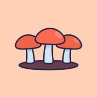 mushrooms icon with outline, vector