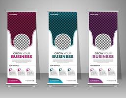 Business Roll Up Set. Standee Design. Banner Template, Abstract Blue Geometric Triangle Background vector, presentation, leaflet, exhibition display vector