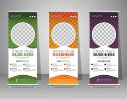 Business Roll Up Set. Standee Design. Banner Template, Abstract Blue Geometric Triangle Background vector, presentation, leaflet, exhibition display vector