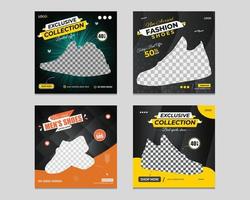 colección exclusiva, zapatos de hombre, zapatos de moda, diseño de publicaciones en redes sociales vector