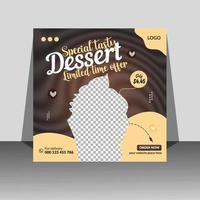 Pastry dessert cake social media post banner template vector