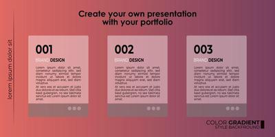 vector template editable menu presentation portfolio gradient style for Picelist, landing page, website, elearning, education, menu