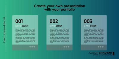 vector template editable menu presentation portfolio gradient style for Picelist, landing page, website, elearning, education, menu