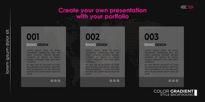 vector template editable menu presentation portfolio gradient style for Picelist, landing page, website, elearning, education, menu