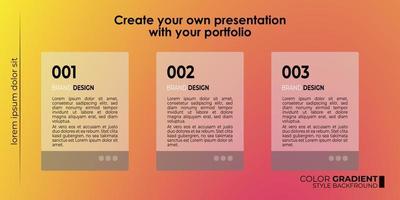 vector template editable menu presentation portfolio gradient style for Picelist, landing page, website, elearning, education, menu