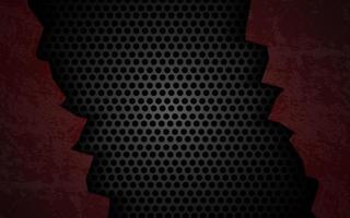 Abstract crack metal background with carbon black and red color vector