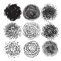 Vector Collection Black Paint Ink Smears Splatter Brush Lines Fine Texture Artwork Elements Patterns Longing Spider Web Hair Vector Illustration Isolated on White Background