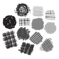 Vector collection big set of textures ink smears splatter brush cage dots noise texture fabric background art design print Vector illustration Isolated on white background