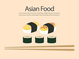 Different types of sushi vector illustration