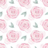 Pink simple abstract rose. Watercolor floral seamless pattern with simple pastel pink flowers. Ideal for textiles, digital paper, packaging and other designs vector