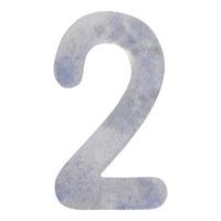 The number is two. Watercolor digit 2 gray. The illustration is hand-drawn, isolated on a white background. vector