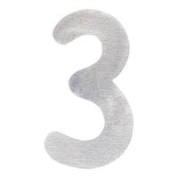 The number is three. Watercolor digit 3 gray. The illustration is hand-drawn, isolated on a white background. vector