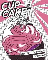 cupcake in cream in the form of a wave vector