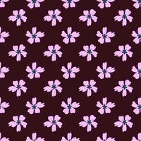 Vibrant seamless vector pattern of pink flower on dark brown background for wrapping and printing