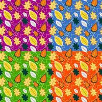 seamless, patrón, de, colorido, flor, y, hojas vector