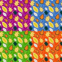 Seamless Pattern of Colorful Flower and Leaves vector