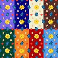 Colorful Floral Seamless Pattern with Random Background Color vector