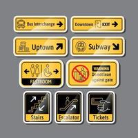 Subway Sign System Sticker Collection vector