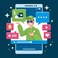 Mobile Video Streaming with Content Creator Character vector