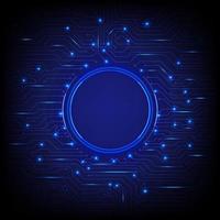 abstract glowing circular background high tech with space in the middle and there is an electronic circuit pattern that shines and glows on a gradient background vector