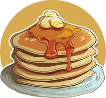 Pancake with mapple syrup and butter illustration vector