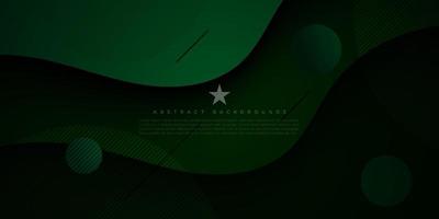 Luxury wave green abstract background with dark gren and black gradient color on background.geometric lines. Eps10 Illustration vector