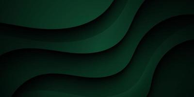 Modern Simple Abstract Dark Background with Green Color Wavy Design. Eps10 Vector Template