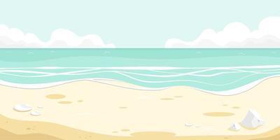 paisaje de la hermosa escena de dibujos animados de playa, ilustración vectorial vector