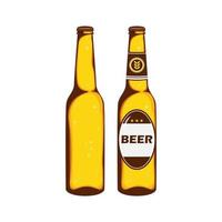 Lager beer in bottle on isolated background, Vector illustration.