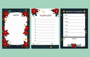 Poinsettias Themed Journal Pages vector
