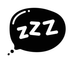 bocadillo de diálogo con zzz. dormir plano icono vector