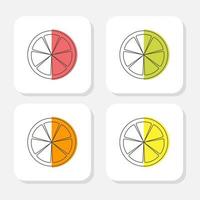 Round linear icons of citrus fruits vector