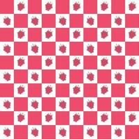 Checkered seamless pattern with raspberry icons vector